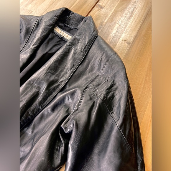 Vintage Excelled Black Leather Trench - Picture 3 of 13